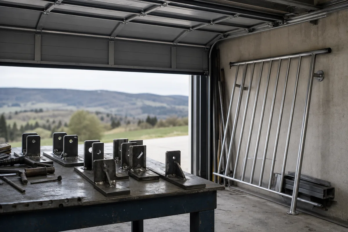 Porte de garage sectionnelle à panneaux relevée sous le plafond d&rsquo;un garage individuel